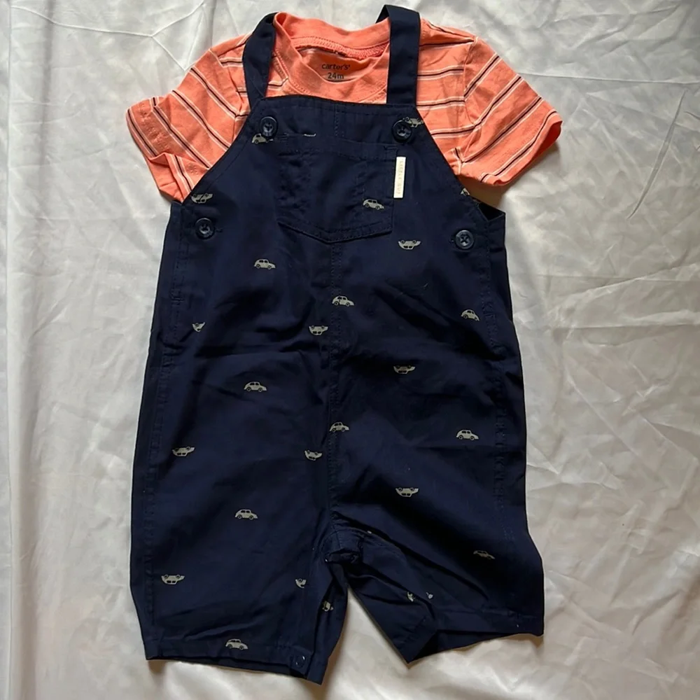 Carter's Navy Short Overall Set 24M